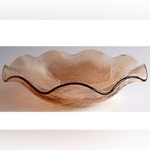 Jeanette Floragold Ruffled Edge Glass Bowl-Floral Design